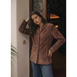 I.E. Women's VTG 100% Leather Jacket Chocolate Mid‑Length Pockets Size 12